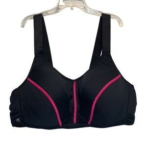 Lane Bryant Livi Sports Bra 46DD Black Pink Underwire High Impact Activewear